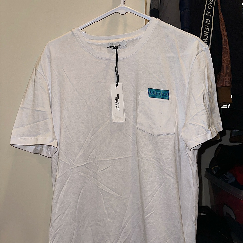 Versace Men’s Bianco Ottico Pocket Tee